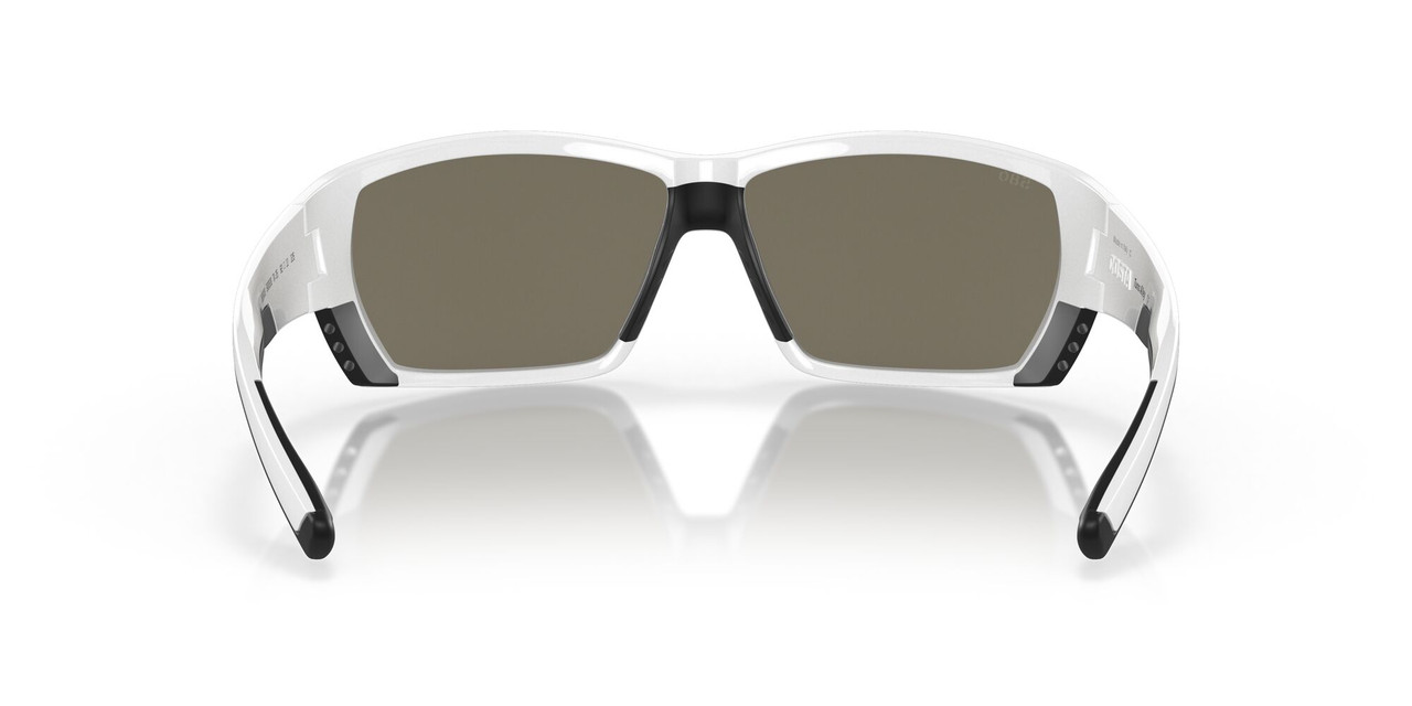 Front View of Costa Del Mar Tuna Alley Unisex Sunglasses White/Polarized Blue Mirror 580G 62mm Alternate 1