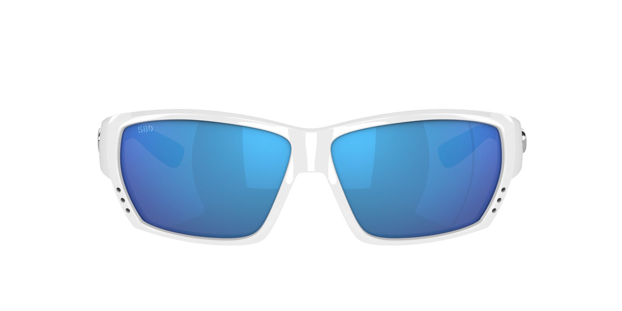 Side View of Costa Del Mar Tuna Alley Unisex Sunglasses White/Polarized Blue Mirror 580G 62mm Alternate 1