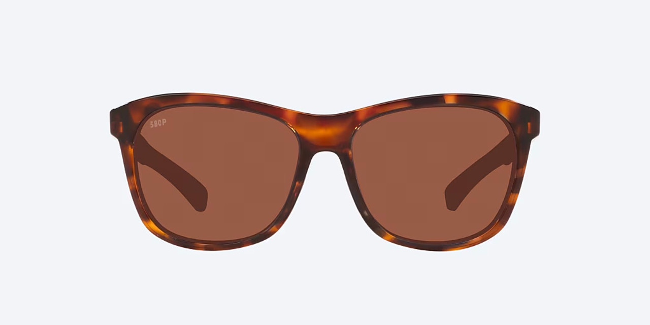 Front View of Costa Del Mar Vela Unisex Cat Eye Sunglasses Tortoise/Polarized Copper 580P 56mm