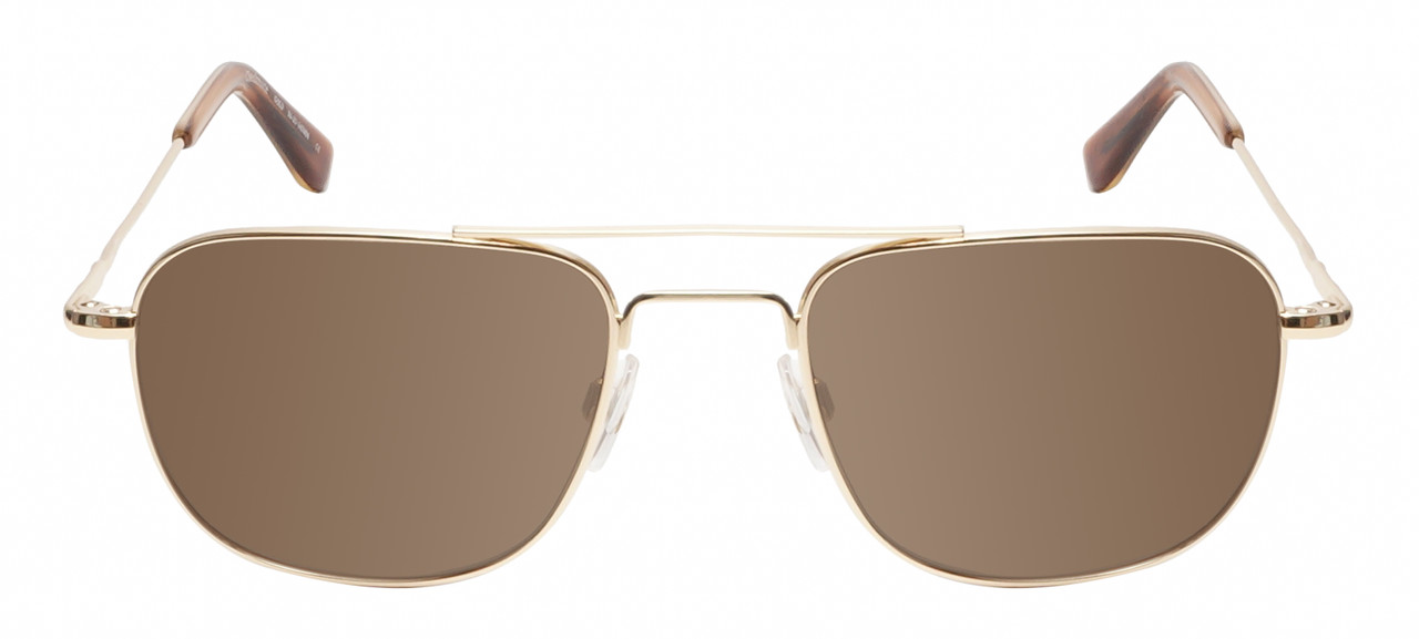 Front View of American Optical Checkmate Unisex Pilot Sunglasses in Gold/Polarized Brown 56 mm