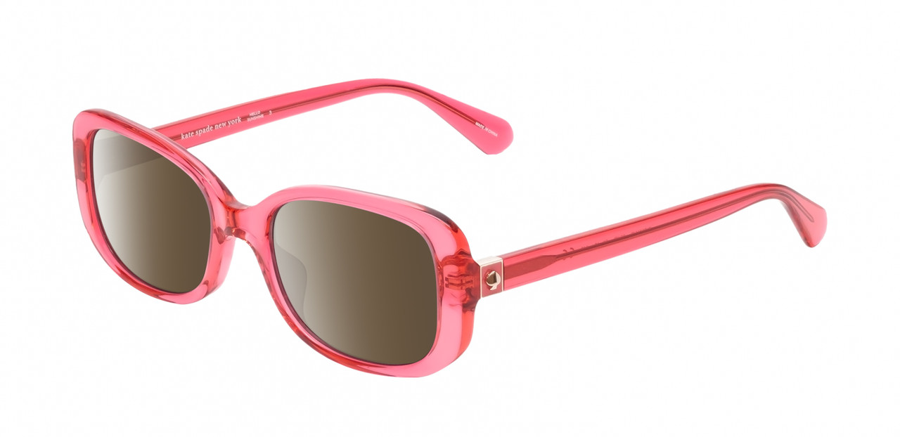 Profile View of Kate Spade DIONNA-035J Designer Polarized Sunglasses with Custom Cut Amber Brown Lenses in Crystal Pink Ladies Butterfly Full Rim Acetate 52 mm