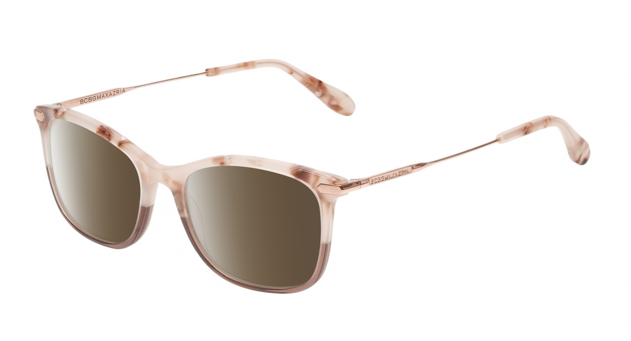 Profile View of BCBG BAR105 Designer Polarized Sunglasses with Custom Cut Amber Brown Lenses in Crimson Maroon Red Rose Gold  Unisex Cat Eye Full Rim Acetate 52 mm