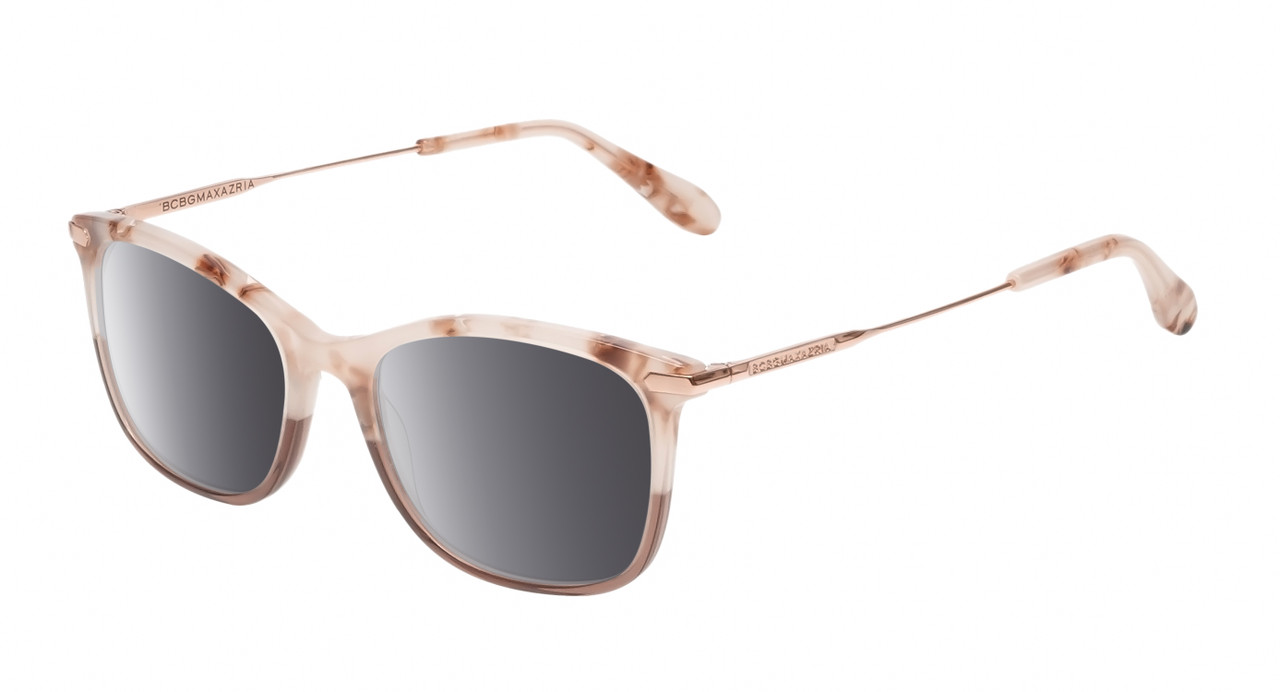 Profile View of BCBG BAR105 Designer Polarized Sunglasses with Custom Cut Smoke Grey Lenses in Crimson Maroon Red Rose Gold  Unisex Cat Eye Full Rim Acetate 52 mm