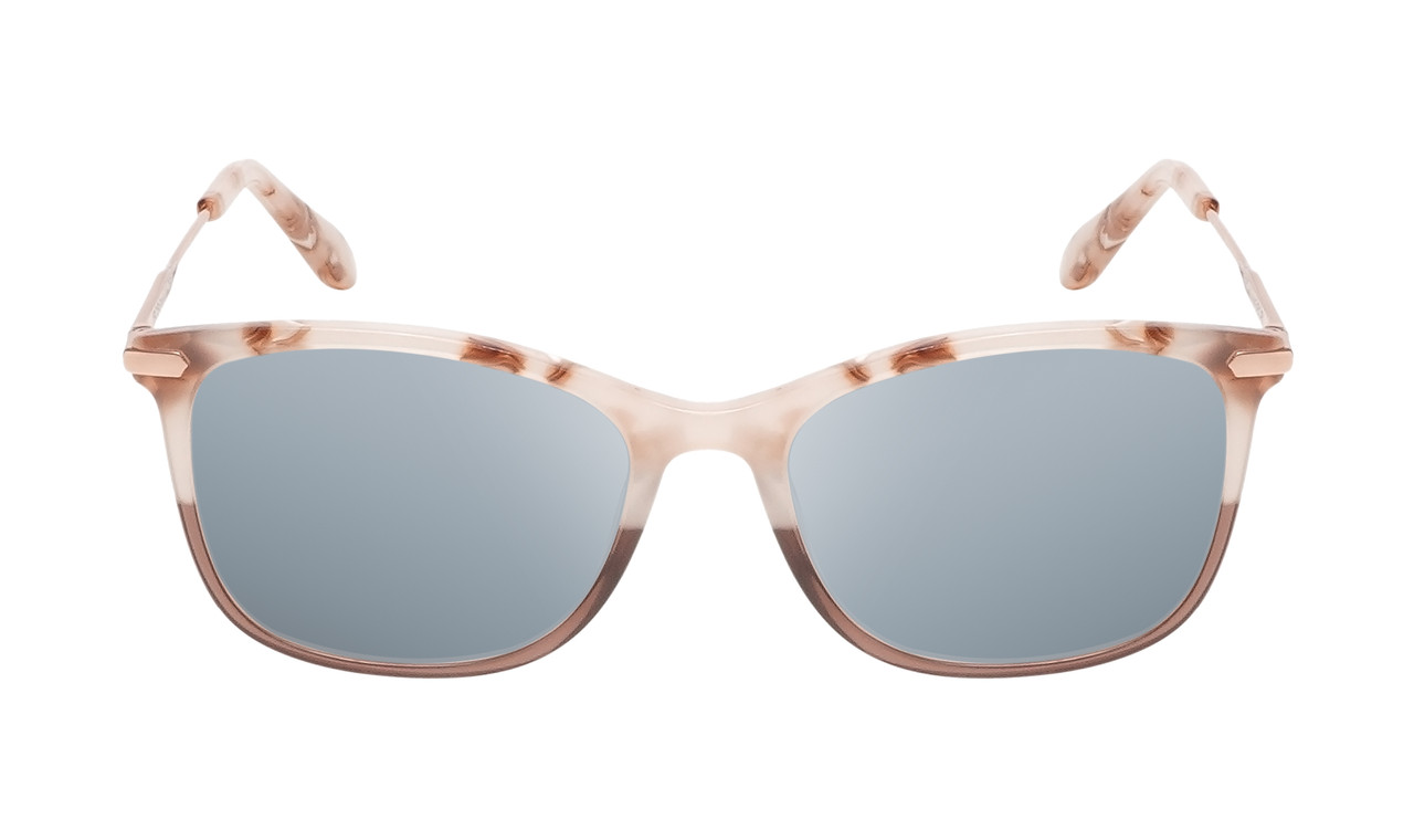 Front View of BCBG BAR105 Unisex Cat Eye Polarized Sunglasses in Red Rose Gold 52 mm with Silver Mirror Lenses