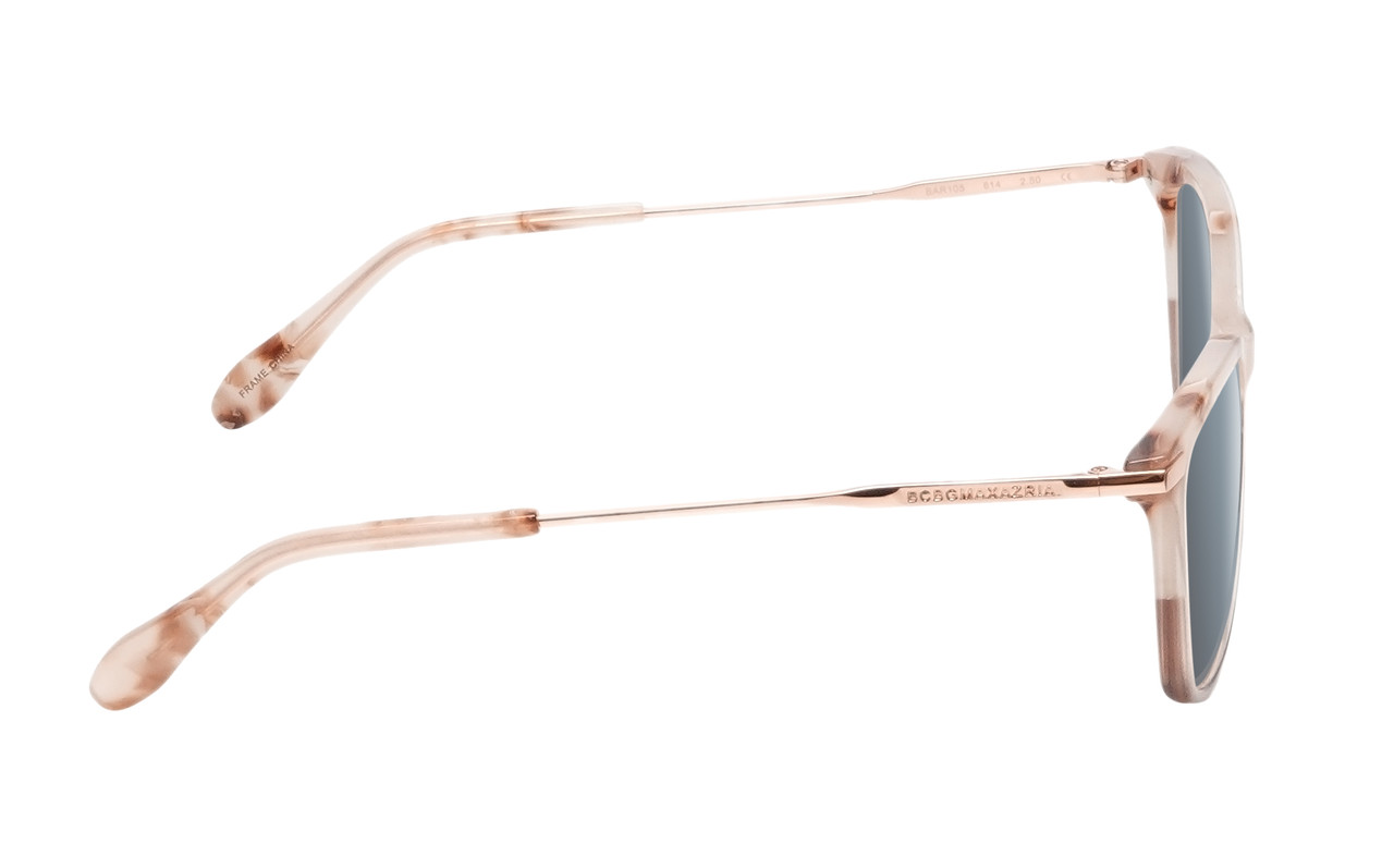 Side View of BCBG BAR105 Unisex Cat Eye Polarized Sunglasses in Red Rose Gold 52 mm with Silver Mirror Lenses