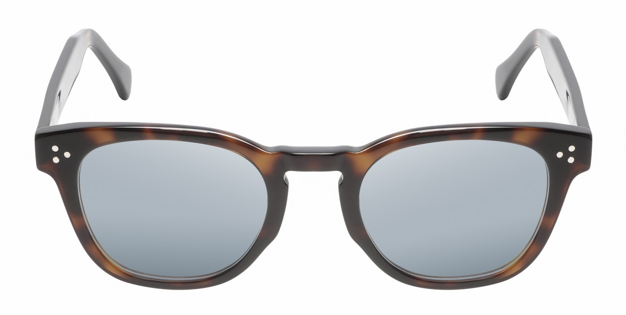 Front View of Reptile Chelidae Unisex Polarized Sunglasses Tortoise Havana Crystal 49mm 4 Opt. with Custom Cut Purple Mirror Lenses