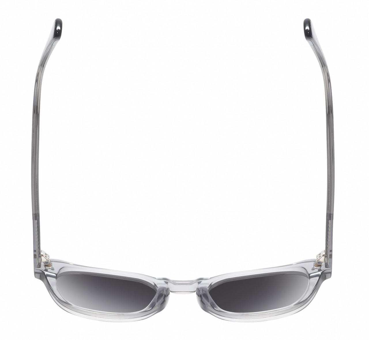 Top View of Reptile Chelidae Designer Polarized Sunglasses with Custom Cut Smoke Grey Lenses in Smoke Grey Crystal Unisex Panthos Full Rim Acetate 49 mm