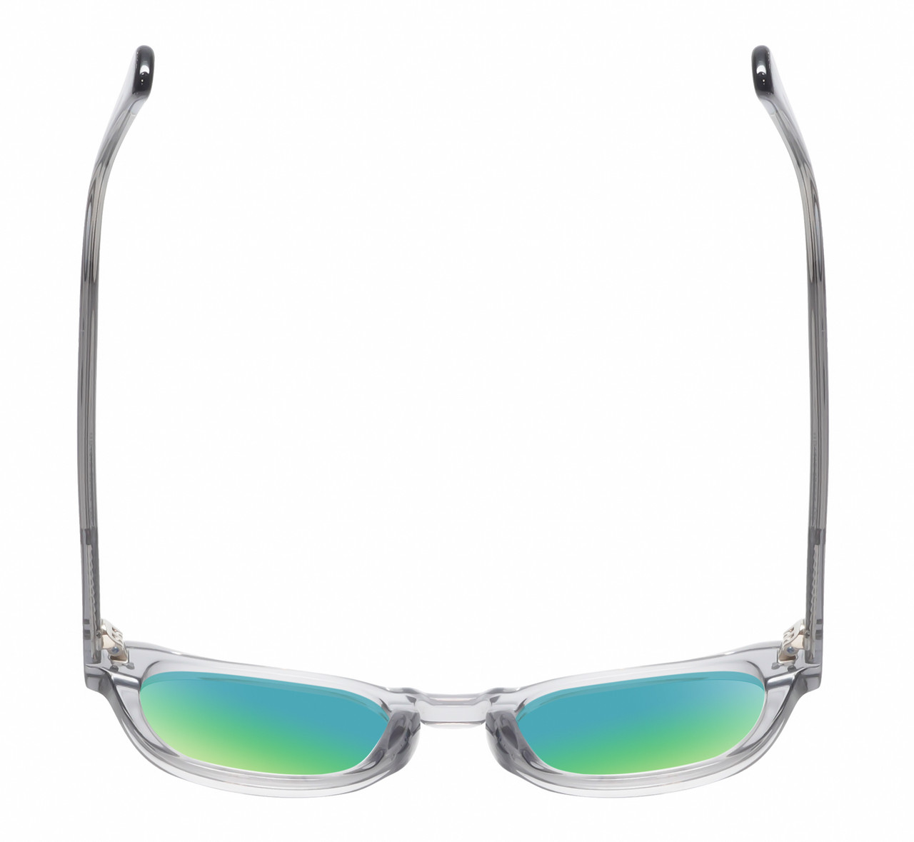 Top View of Reptile Chelidae Unisex Designer Polarized Sunglasses in Grey Crystal 49mm 4 Opt with Custom Cut Green Mirror Lenses