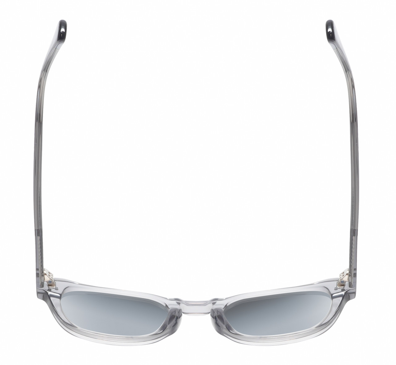 Top View of Reptile Chelidae Unisex Designer Polarized Sunglasses in Grey Crystal 49mm 4 Opt with Custom Cut Purple Mirror Lenses