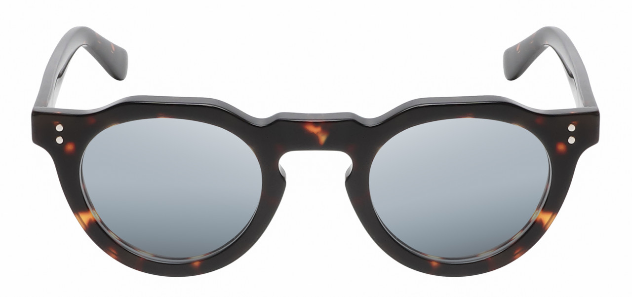 Front View of Reptile Malayemys Women Polarized Sunglasses in Brown Tortoise Havana 44mm 4 Opt with Custom Cut Purple Mirror Lenses