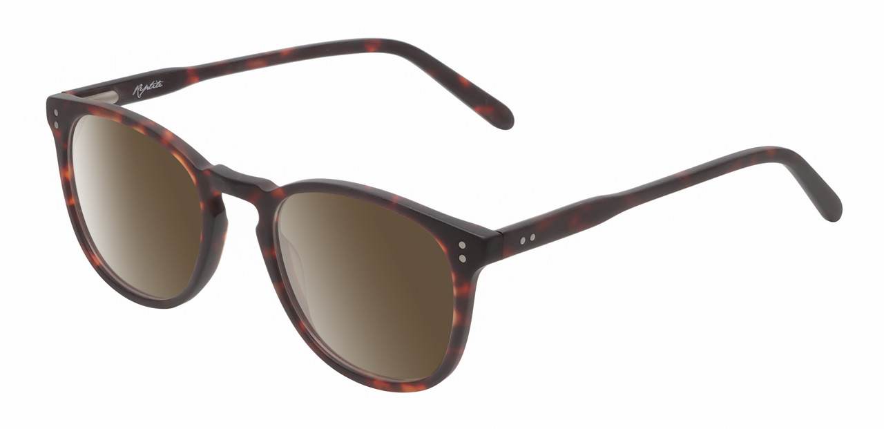 Profile View of Reptile Larachelus Designer Polarized Sunglasses with Custom Cut Amber Brown Lenses in Matte Auburn Brown Tortoise Havana Unisex Panthos Full Rim Acetate 50 mm