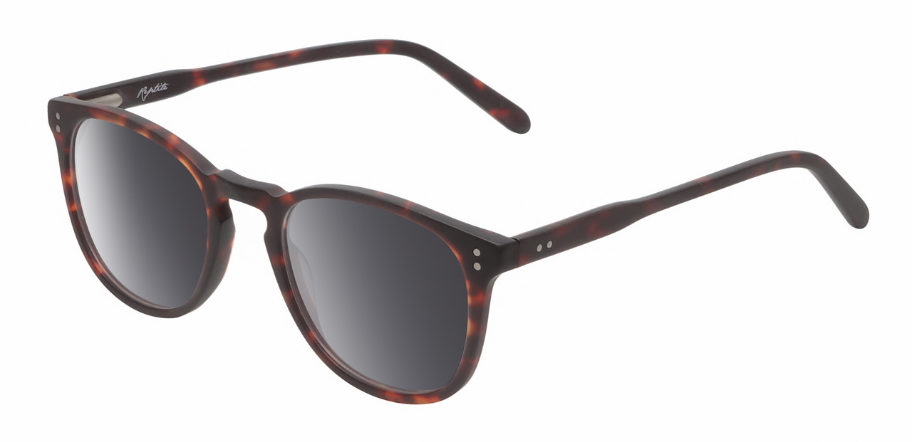 Profile View of Reptile Larachelus Designer Polarized Sunglasses with Custom Cut Smoke Grey Lenses in Matte Auburn Brown Tortoise Havana Unisex Panthos Full Rim Acetate 50 mm