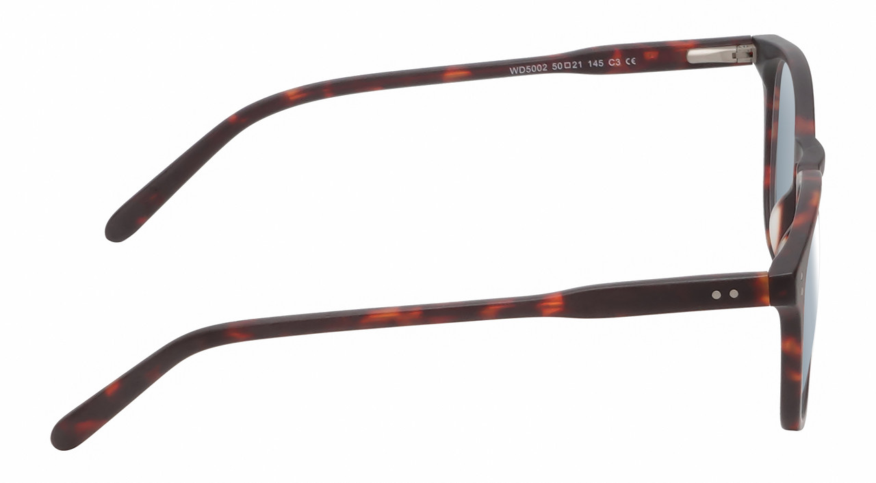 Side View of Reptile Larachelus Unisex Polarized Sunglasses Brown Tortoise Havana 50mm 4 Opt. with Custom Cut Purple Mirror Lenses