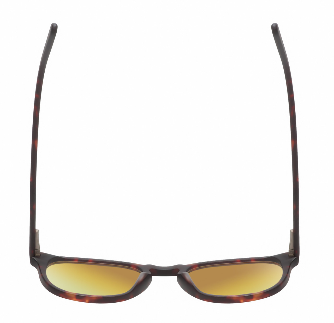 Top View of Reptile Larachelus Unisex Polarized Sunglasses Brown Tortoise Havana 50mm 4 Opt. with Custom Cut Gold Mirror Lenses