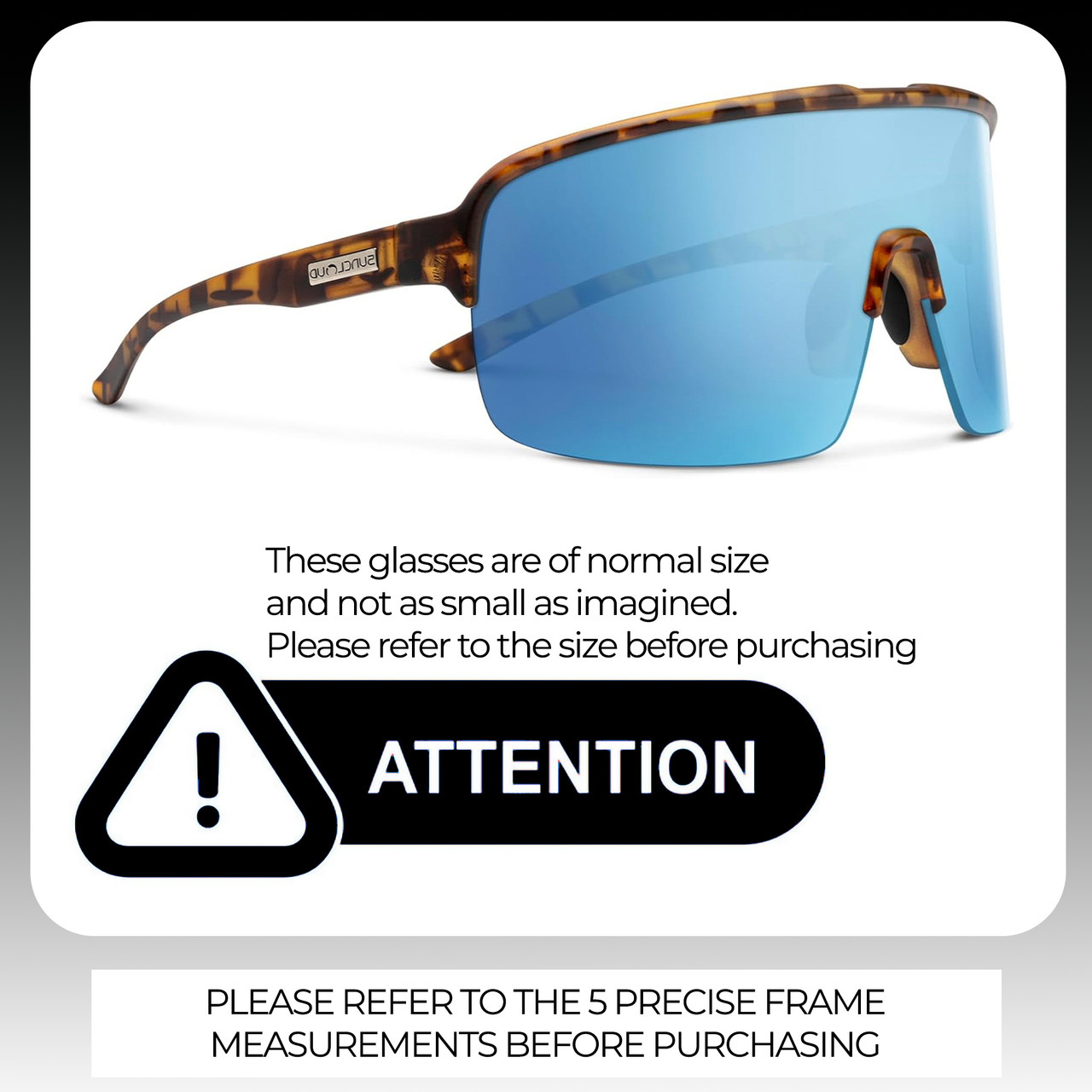 Size Awareness illustration of Suncloud Amplify Polarized Shield Semi-Rimless Sunglasses Unisex Acetate 149 mm in Tortoise Havana & Aqua Blue Mirror