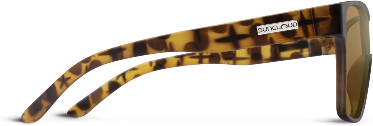 Side View of Suncloud Biff Polarized Square Semi-Rimless XL Sunglasses Unisex Acetate 153 mm in Tortoise Havana & Brown