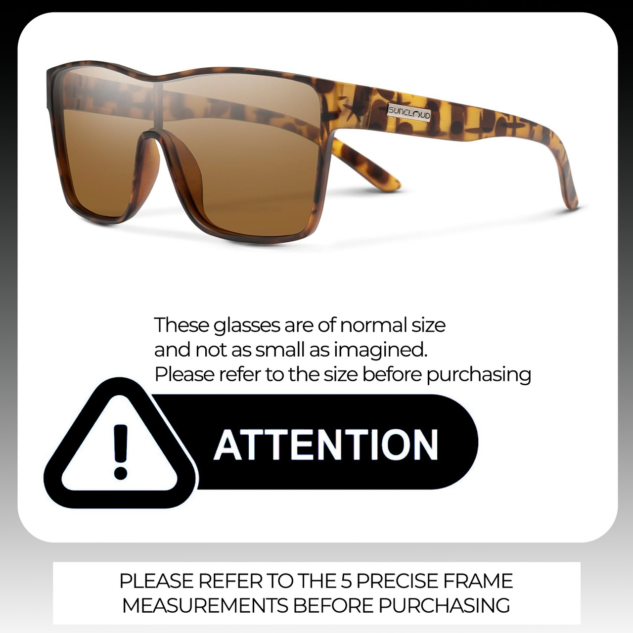 Size Awareness illustration of Suncloud Biff Polarized Square Semi-Rimless XL Sunglasses Unisex Acetate 153 mm in Tortoise Havana & Brown