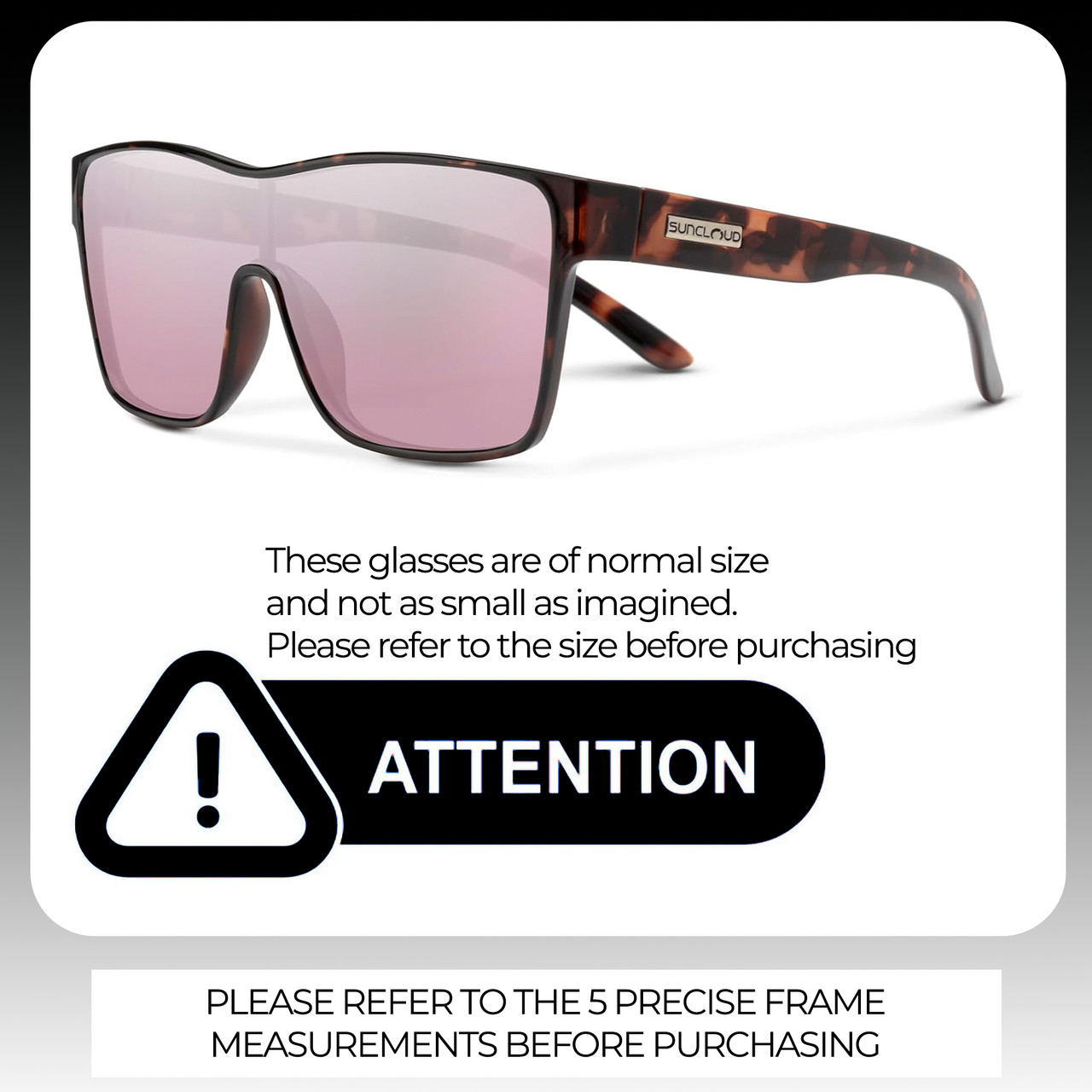 Size Awareness illustration of Suncloud Biff Polarized Square Semi-Rimless XL Sunglasses Unisex Acetate 153 mm in Tortoise Havana & Pink Gold Mirror