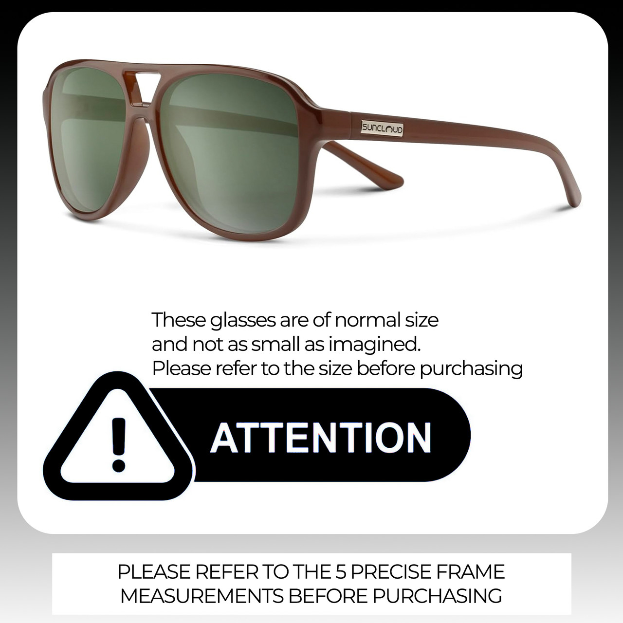 Size Awareness illustration of Suncloud Sandy Polarized Pilot Style Classic Retro Sunglasses Unisex Acetate 57mm in Cedar Brown & Gray Green