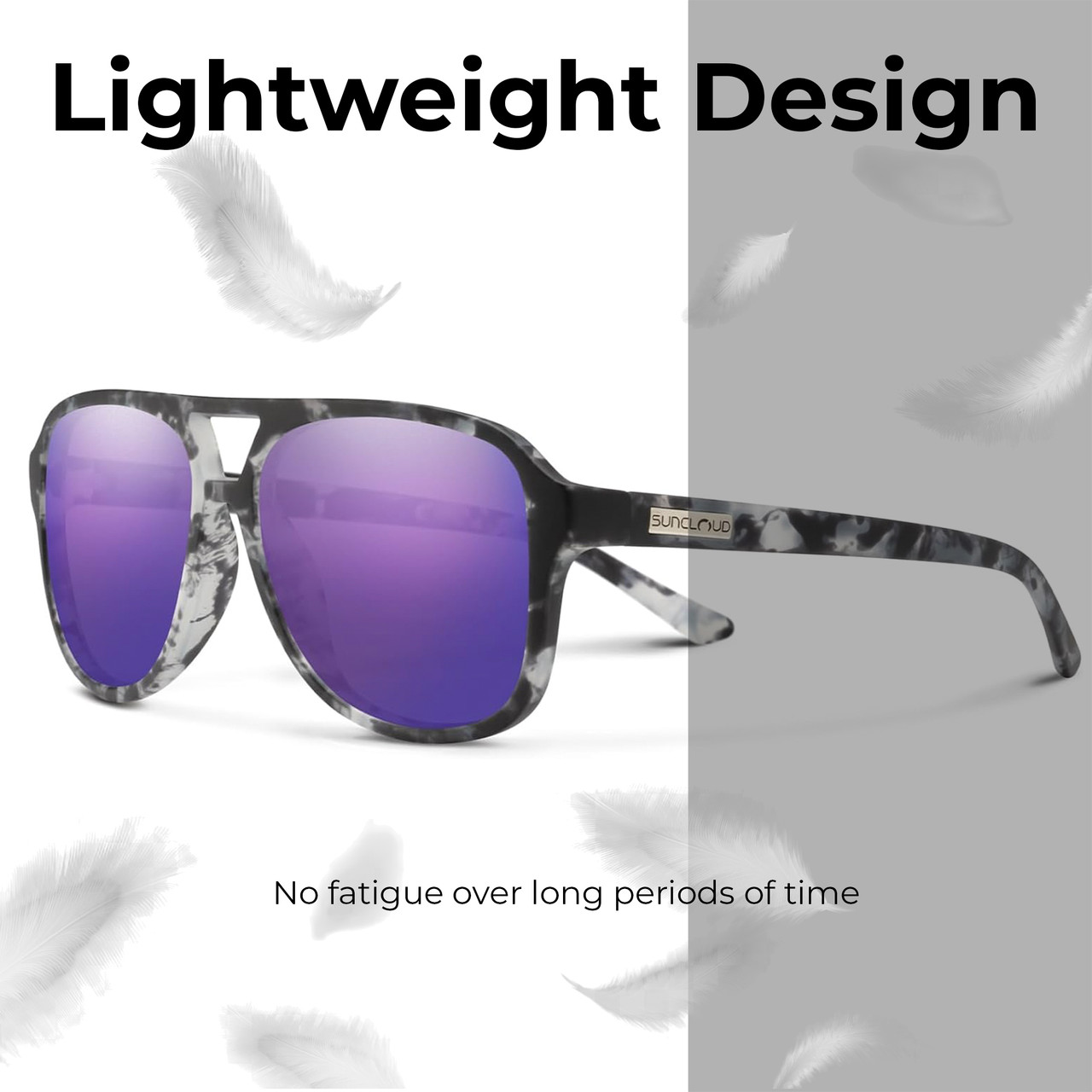 Lightweight Frame Construction illustration of Suncloud Sandy Polarized Pilot Style Classic Retro Sunglasses Unisex Acetate 57mm in Cedar Brown & Gray Green