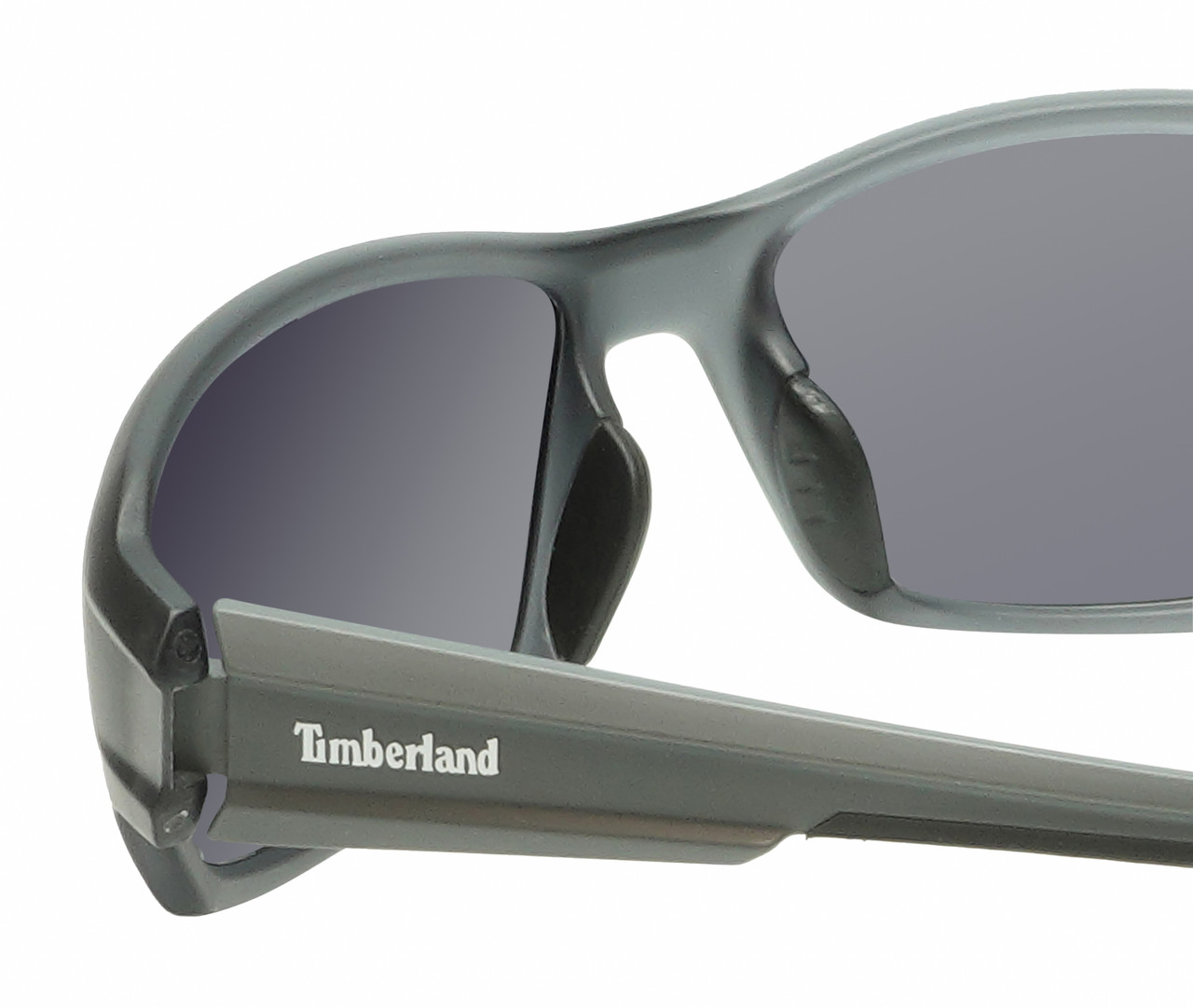 Close Up View of Timberland TB7231 Unisex Oval Full Rim Designer Sunglasses in Grey/Smoke Grey Polarized 62mm
