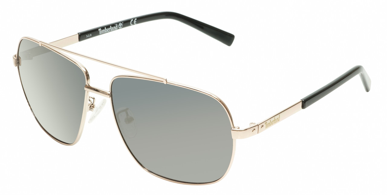 Profile View of Timberland TB7161 Unisex Pilot Semi-Rimless Designer Sunglasses in Gold/Smoke Grey Polarized 61mm