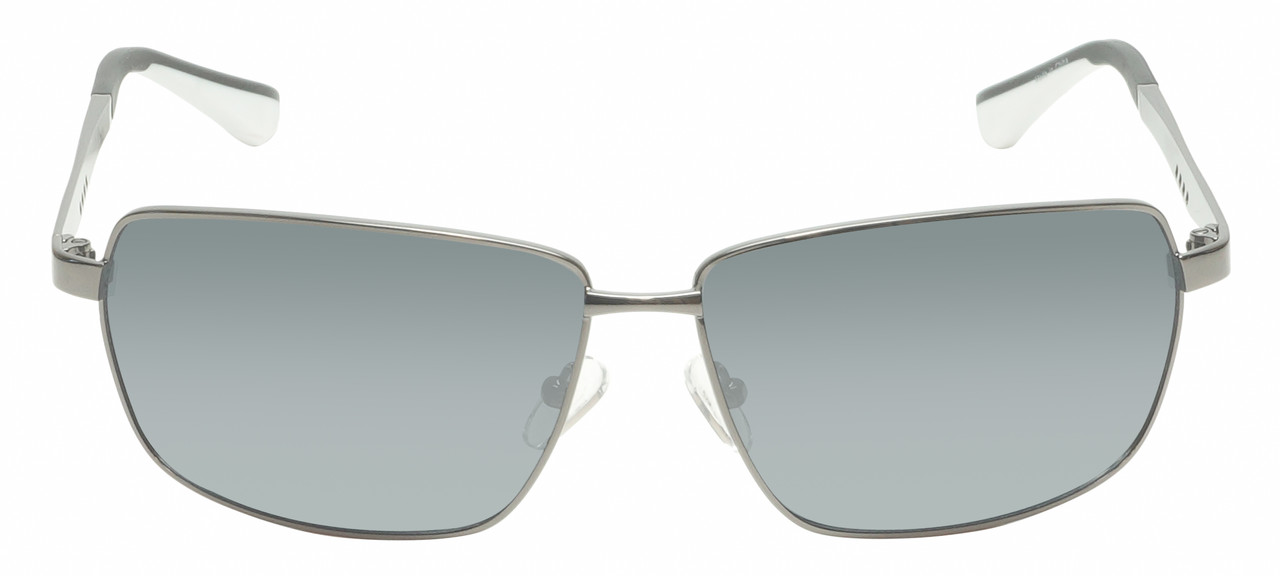 Front View of Timberland TB7225 Unisex Rectangular Full Rim Designer Sunglasses in Shiny Gunmetal Black/Smoke Grey Polarized 64mm