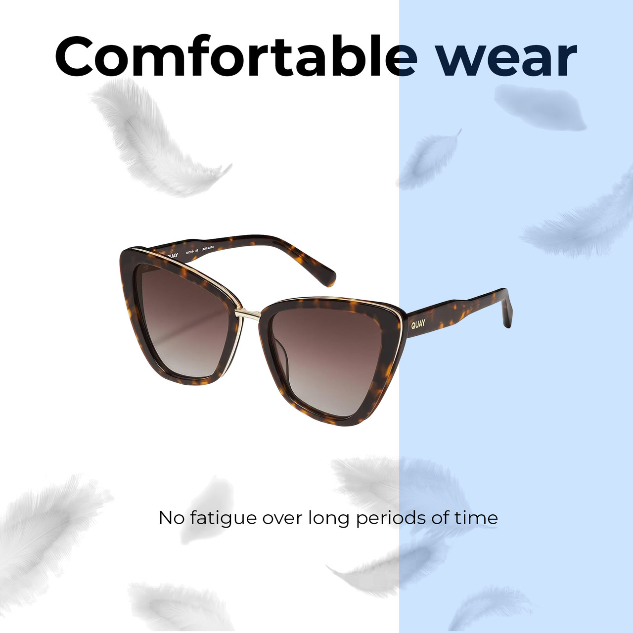 Lightweight Construction Illustration of QUAY All Talk Women's Cat Eye Polarized BI-FOCAL Sunglasses Brown Tortoise 58 mm