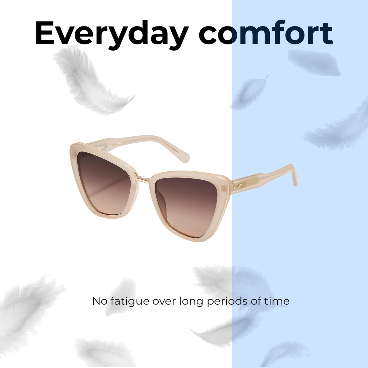 Lightweight Construction Illustration of QUAY All Talk Womens Cat Eye Polarized Sunglasses Bone White 58mm 4 LENS OPTIONS