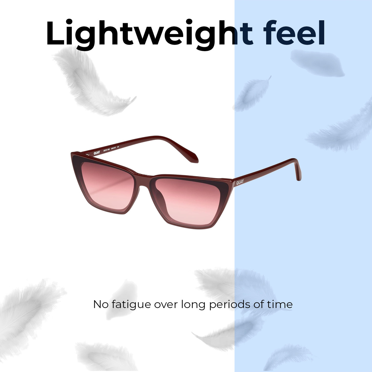 Lightweight Construction Illustration of QUAY Bad Habit Women CatEye Polarized Sunglasses Oxblood Red 65mm 4 LENS OPTIONS