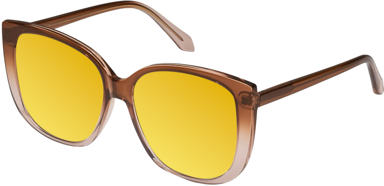 Profile View of QUAY Ever After Women Cat Eye Polarized Sunglasses Brown Doe 58mm 4 LENS OPTIONS with Custom Cut Polarized Gold Mirror Lenses
