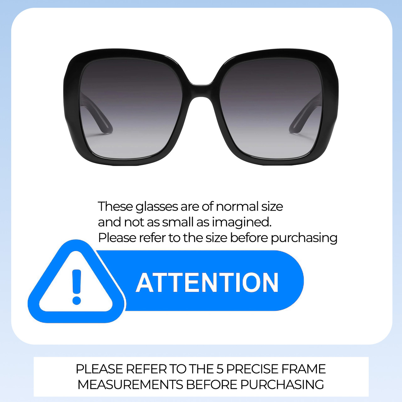 Size Awareness Illustration of QUAY Full Glam Women's Square Polarized BI-FOCAL Sunglasses in Gloss Black 56 mm