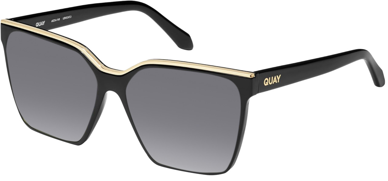 Profile View of QUAY Level Up Womens Square Polarized Sunglasses Matte Black 60mm 4 LENS OPTIONS with Custom Cut Polarized Silver Mirror Lenses