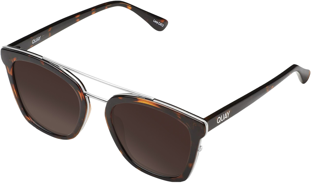 Profile View of QUAY Australia Sweet Dreams Designer Polarized Sunglasses with Custom Cut Amber Brown Lenses in Brown Tortoise Unisex Panthos Full Rim Acetate 54 mm