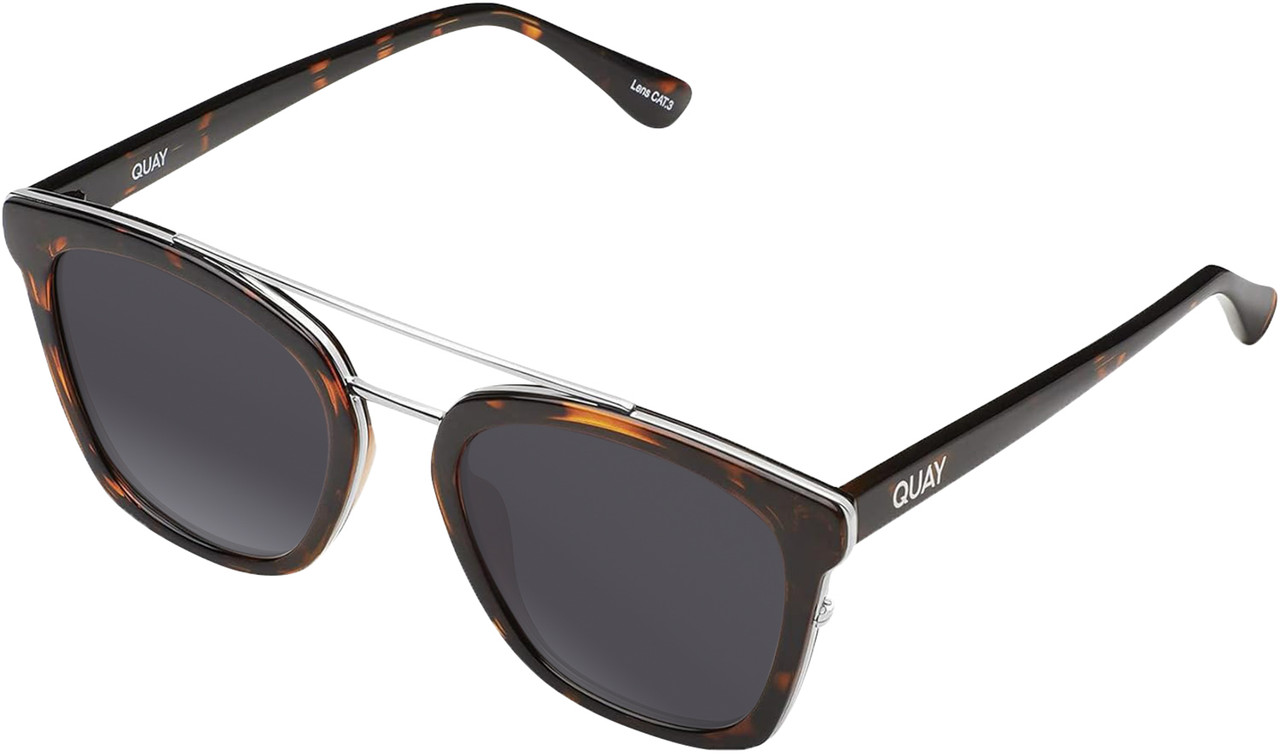 Profile View of QUAY Australia Sweet Dreams Designer Polarized Sunglasses with Custom Cut Smoke Grey Lenses in Brown Tortoise Unisex Panthos Full Rim Acetate 54 mm