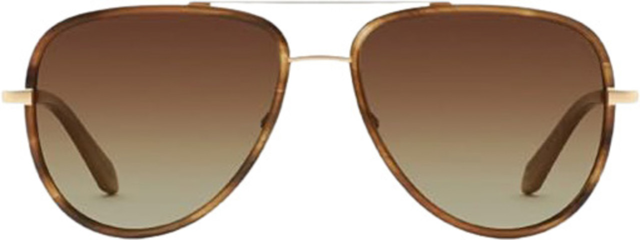 Profile View of QUAY Australia All In Mini Unisex Pilot Sunglasses in Gold Tortoise/Brown 56 mm
