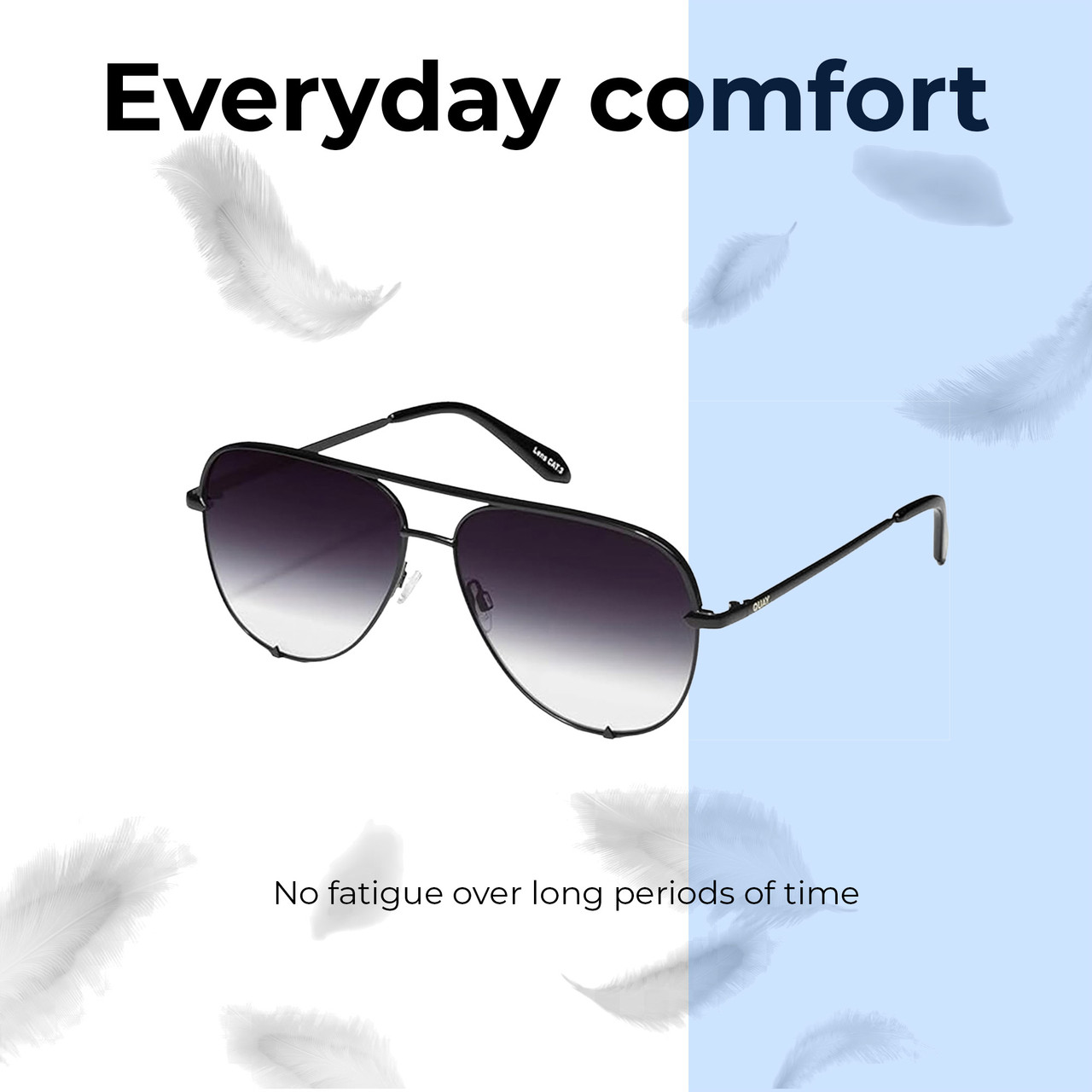 Lightweight Construction Illustration of QUAY Australia High Key Pilot Designer Sunglasses in Gloss Black/Smoke Grey 64mm