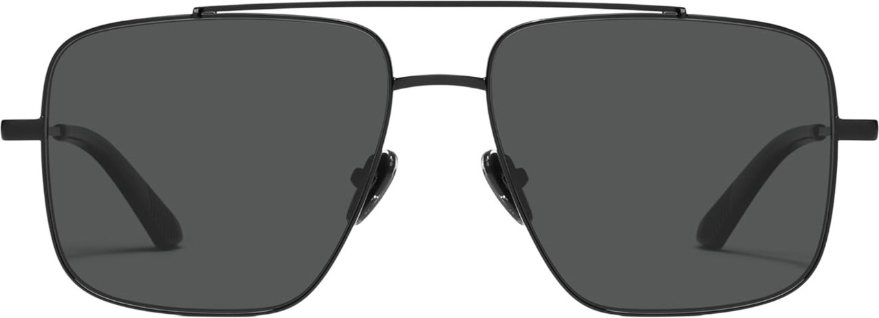 Front View of QUAY Australia Level Out Unisex Square Designer Sunglasses Shiny Black/Black 60mm
