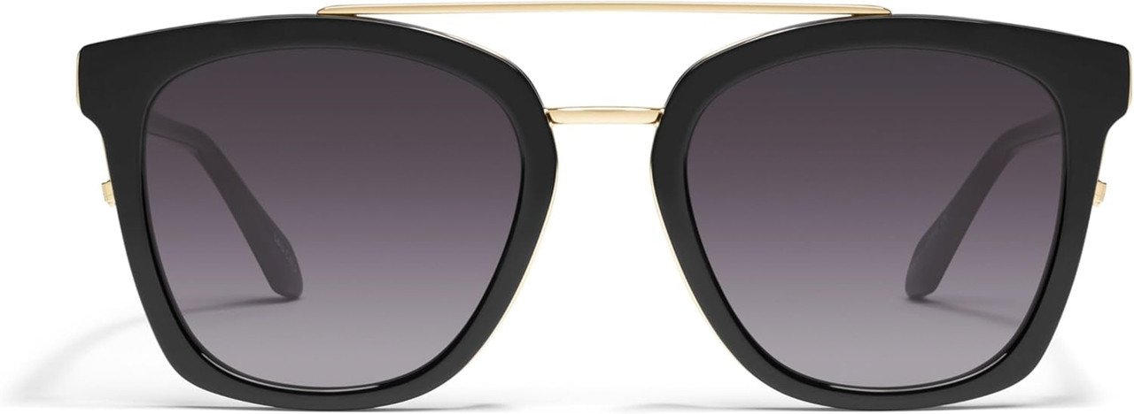 Front View of QUAY Australia Sweet Dreams Unisex Panthos Sunglasses Gloss Black/Smoke Grey 54mm