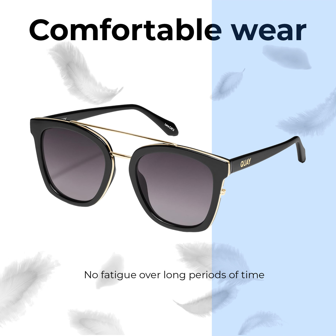 Lightweight Construction Illustration of QUAY Australia Sweet Dreams Unisex Panthos Sunglasses Gloss Black/Smoke Grey 54mm