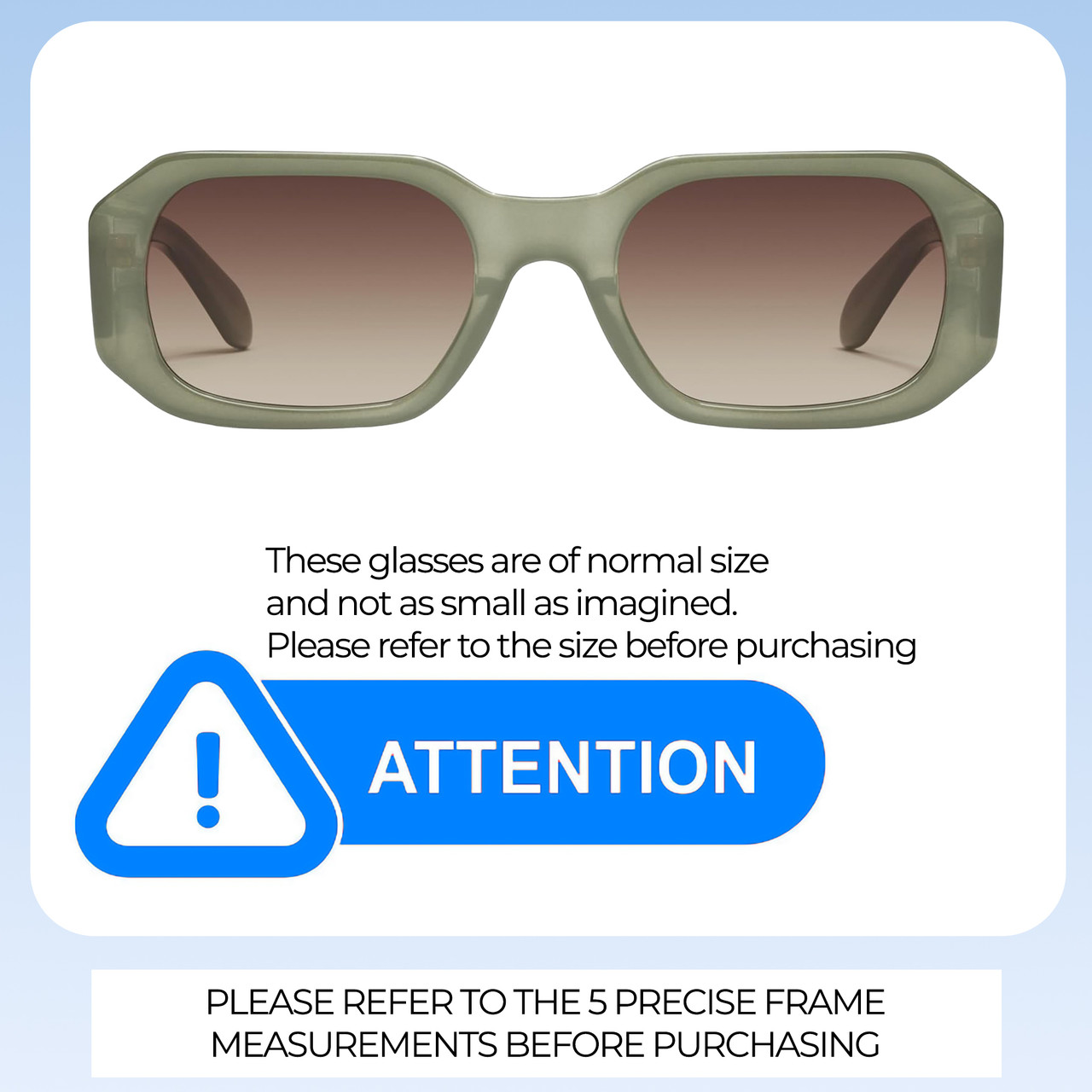 Size Awareness Illustration of QUAY Hyped Up Hexagonal Polarized Sunglasses in Crystal Jade Green 53mm 10 OPTIONS