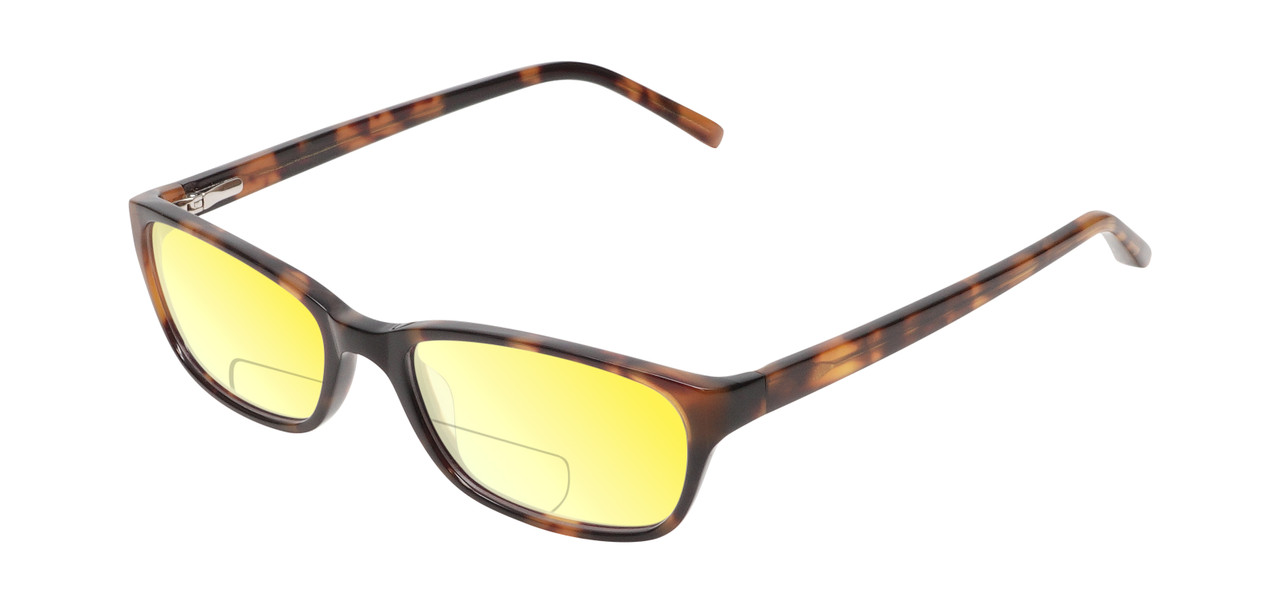 Profile View of Jones New York J730 Designer Polarized Reading Sunglasses with Custom Cut Powered Sun Flower Yellow Lenses in Black Crystal Layer Ladies Cat Eye Full Rim Acetate 53 mm