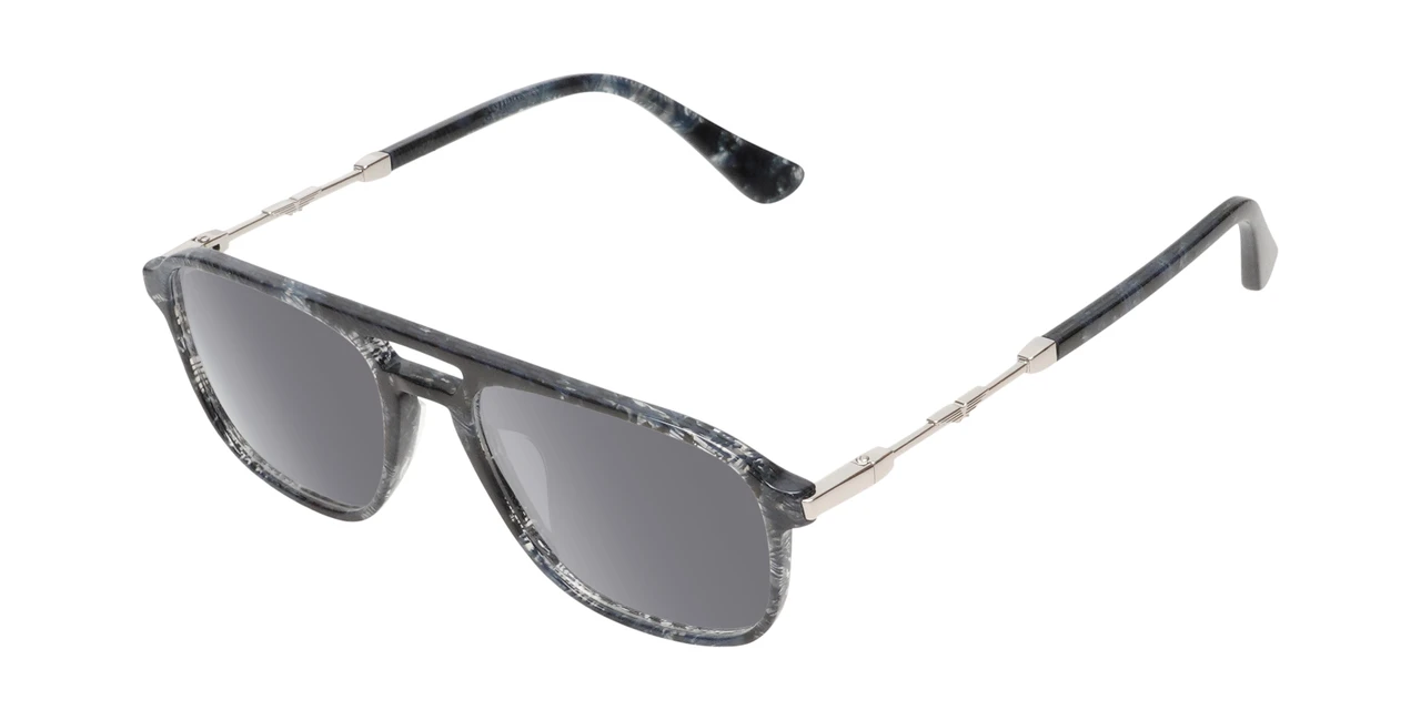 Police VPLD13 Mens Pilot Designer Polarized Sunglasses in Shiny Blue Marble 53mm with Custom Cut Silver Mirror Lenses