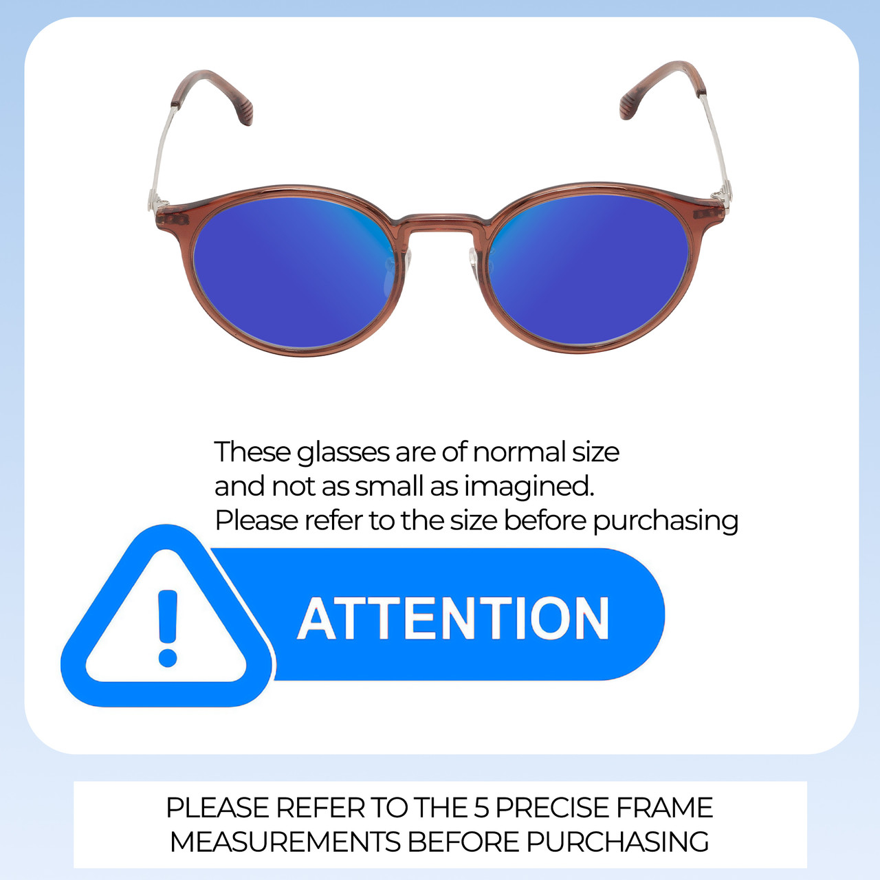 Size Awareness Illustration of Lozza SL4207M Designer Polarized Sunglasses with Custom Cut Blue Mirror Lenses in Crystal Brown Unisex Round Full Rim Acetate 50 mm