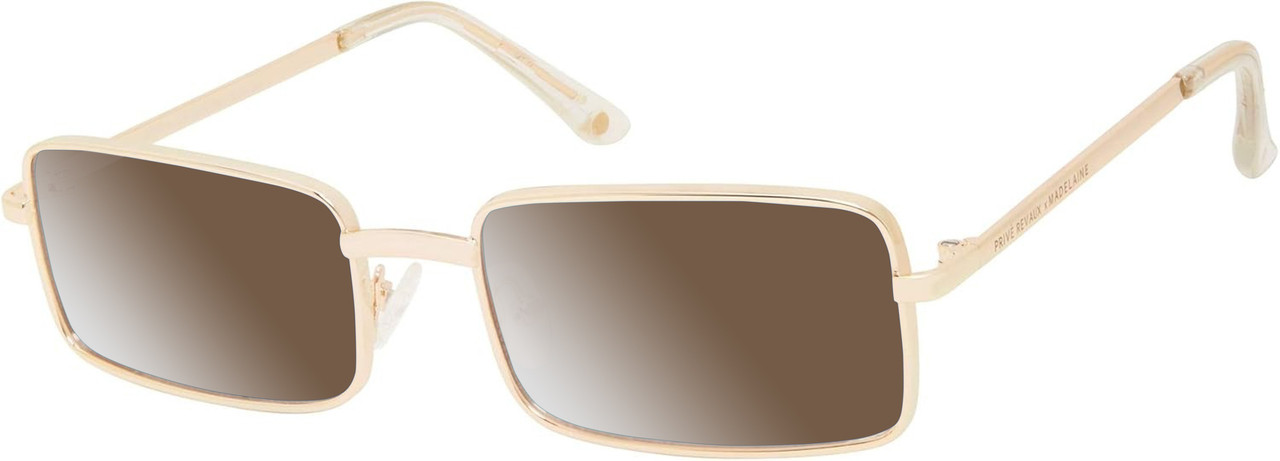 Prive Revaux Matrix Unisex Rectangular NON-polarized Sunglasses Champagne Gold 55 mm with Custom Cut Brown Gradient Lenses