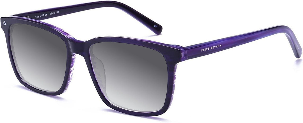 Prive Revaux MVP Unisex Square NON-polarized Sunglasses in Midnight Plum Purple 54mm with Custom Cut Grey Gradient Lenses