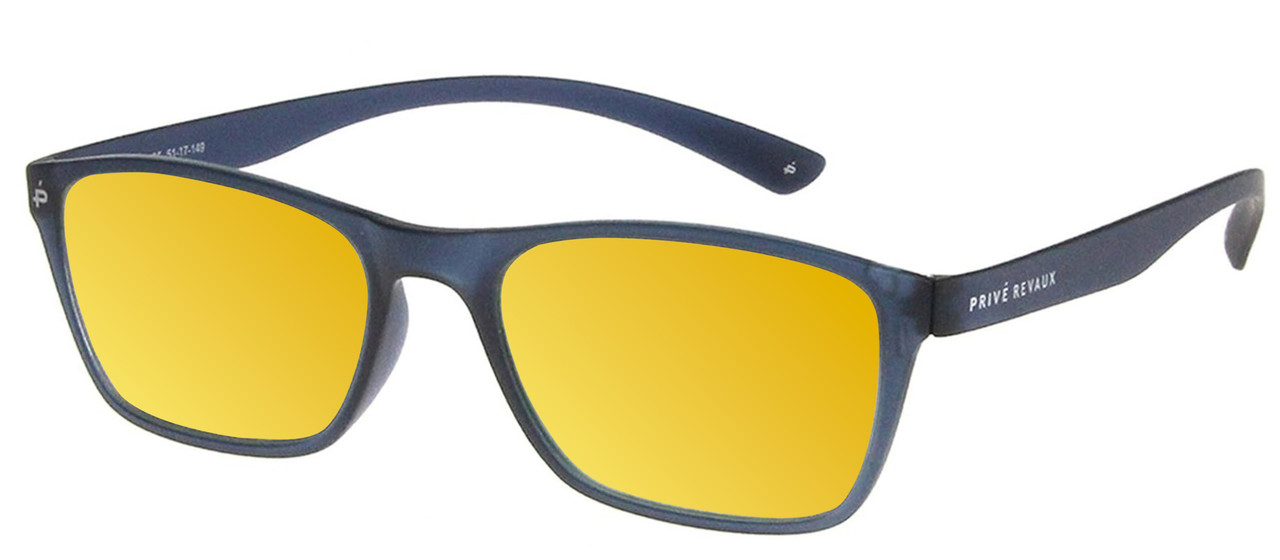 Prive Revaux Socrates Panthos Polarized Sunglasses in Royal Blue 51mm 10 OPTIONS with Custom Cut Gold Mirror Lenses