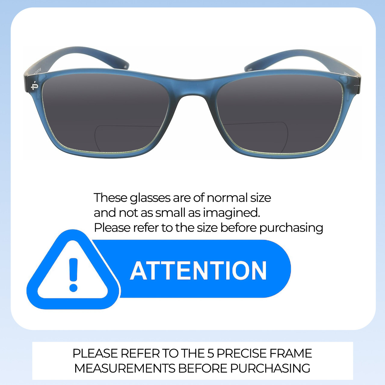 Size Awareness Illustration of Prive Revaux Socrates Designer Polarized Reading Sunglasses with Custom Cut Powered Smoke Grey Lenses in Royal Blue Unisex Panthos Full Rim Acetate 51 mm