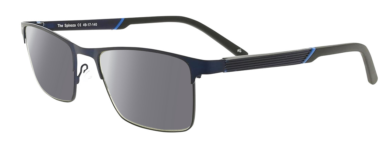 Prive Revaux Spinoza Unisex Rectangular Polarized Sunglasses Midnight Blue 49 mm with Custom Cut Silver Mirror Lenses