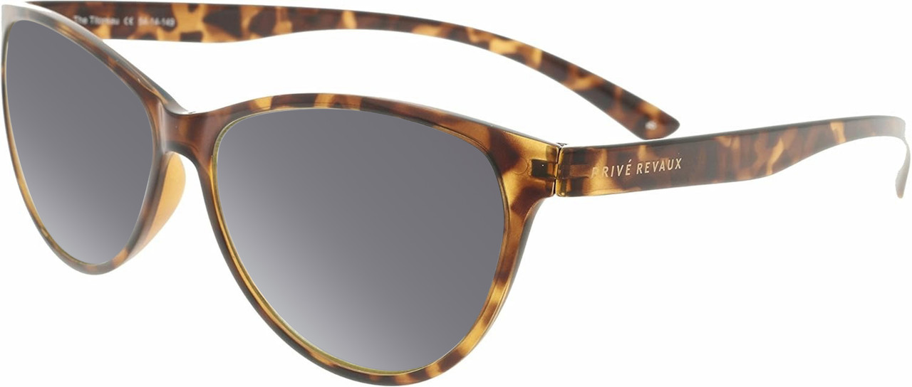 Prive Revaux Thoreau Cat Eye Polarized Sunglasses in Brown Tortoise Havana 54 mm with Custom Cut Silver Mirror Lenses
